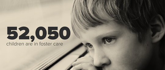 Infographic displaying how 52,050 children are in foster care across the United Kingdom