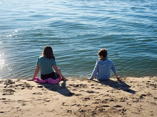 foster children at the beach